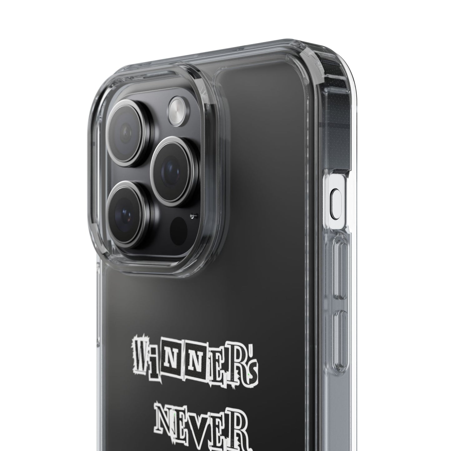 Clear Phone Case – “Winners Never Quit” Edition 💪✨