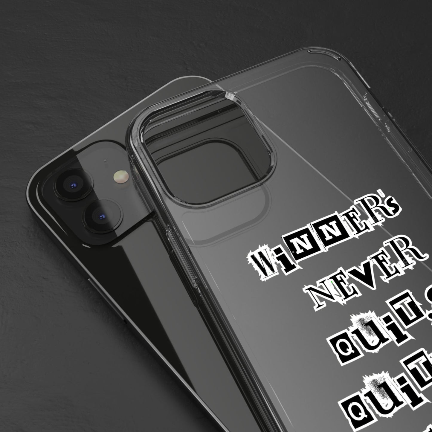 Clear Phone Case – “Winners Never Quit” Edition 💪✨