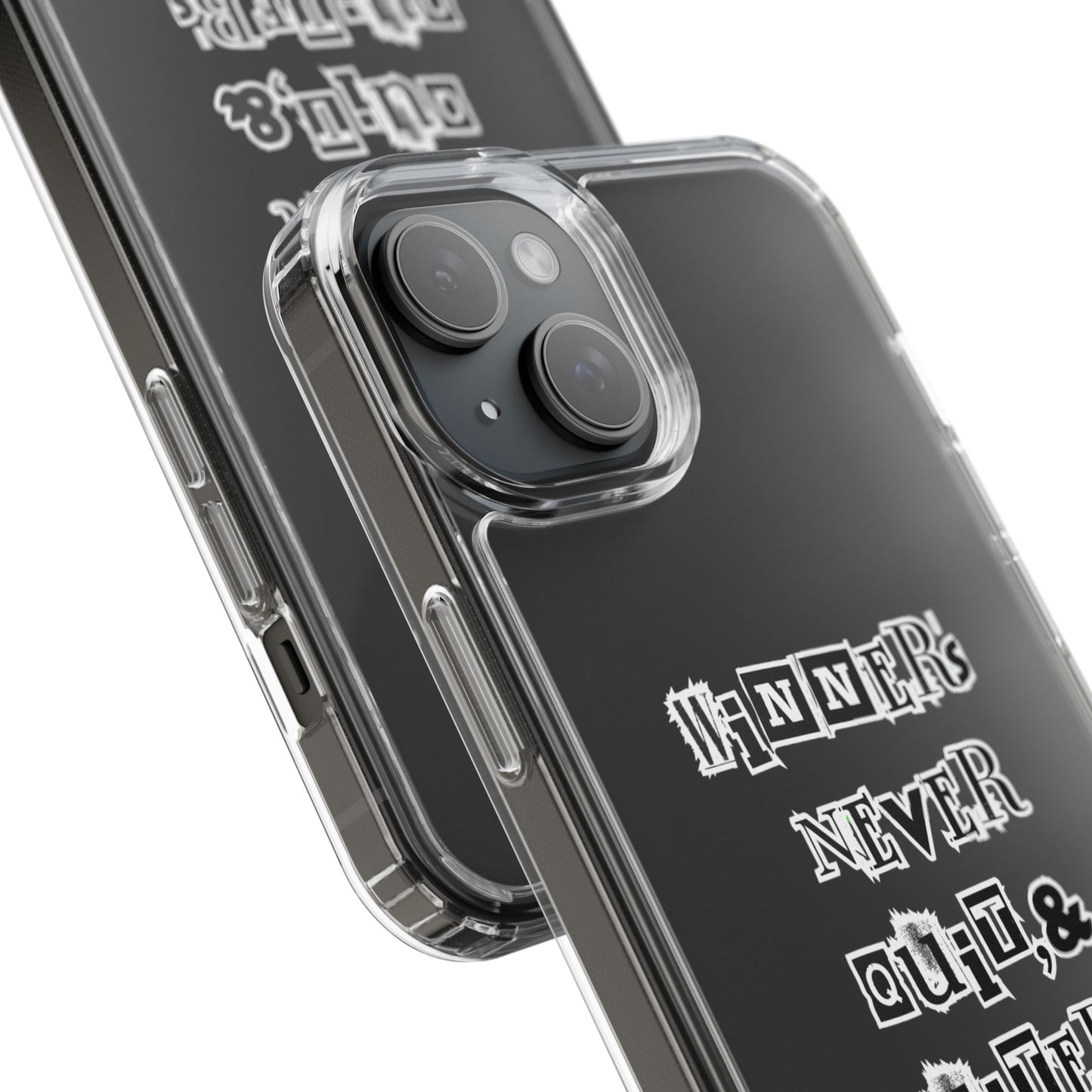 Clear Phone Case – “Winners Never Quit” Edition 💪✨