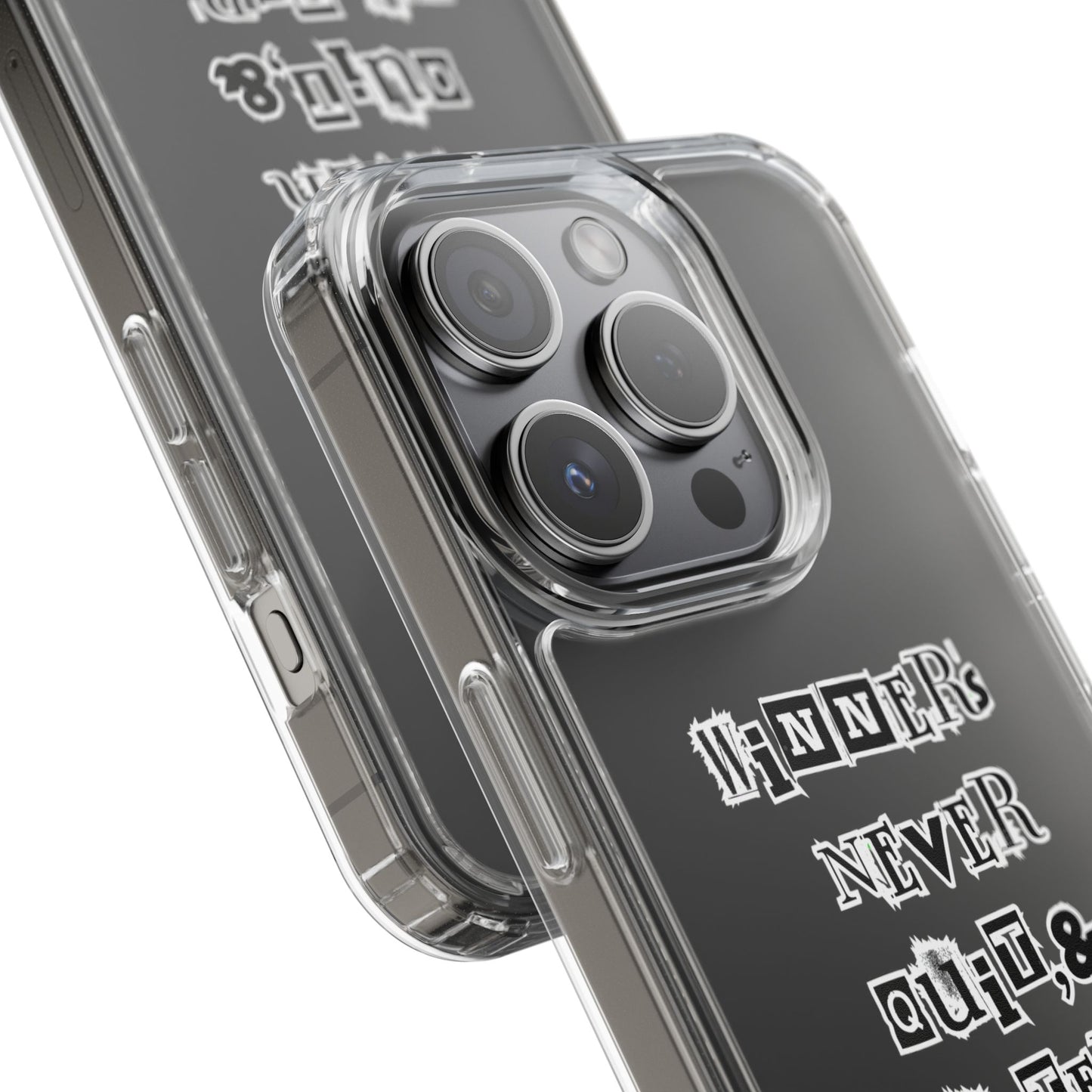 Clear Phone Case – “Winners Never Quit” Edition 💪✨