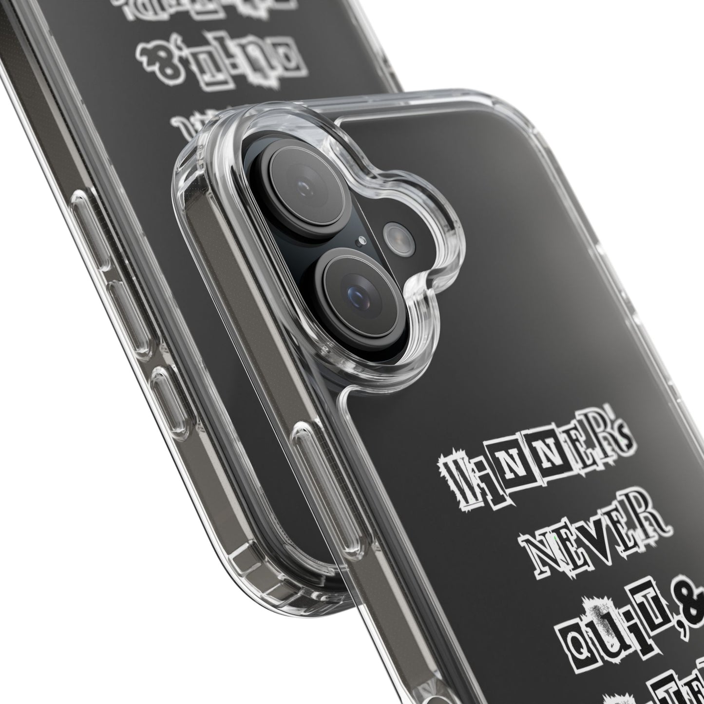 Clear Phone Case – “Winners Never Quit” Edition 💪✨