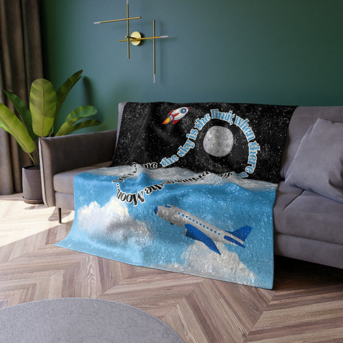 Footprints on the Moon Crushed Velvet Blanket 🚀✨