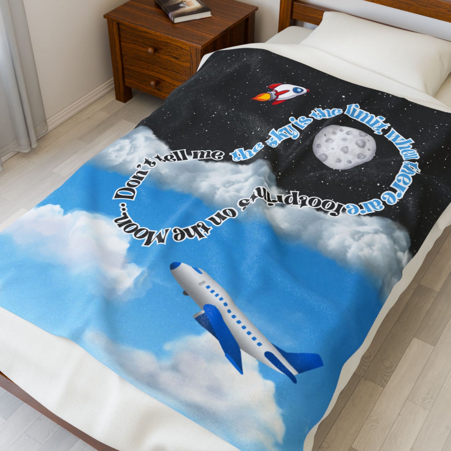 Footprints on the Moon™ Velveteen Plush Blanket 🚀🛋️