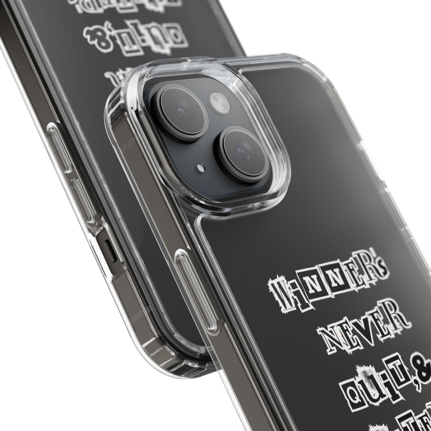 Clear Phone Case – “Winners Never Quit” Edition 💪✨
