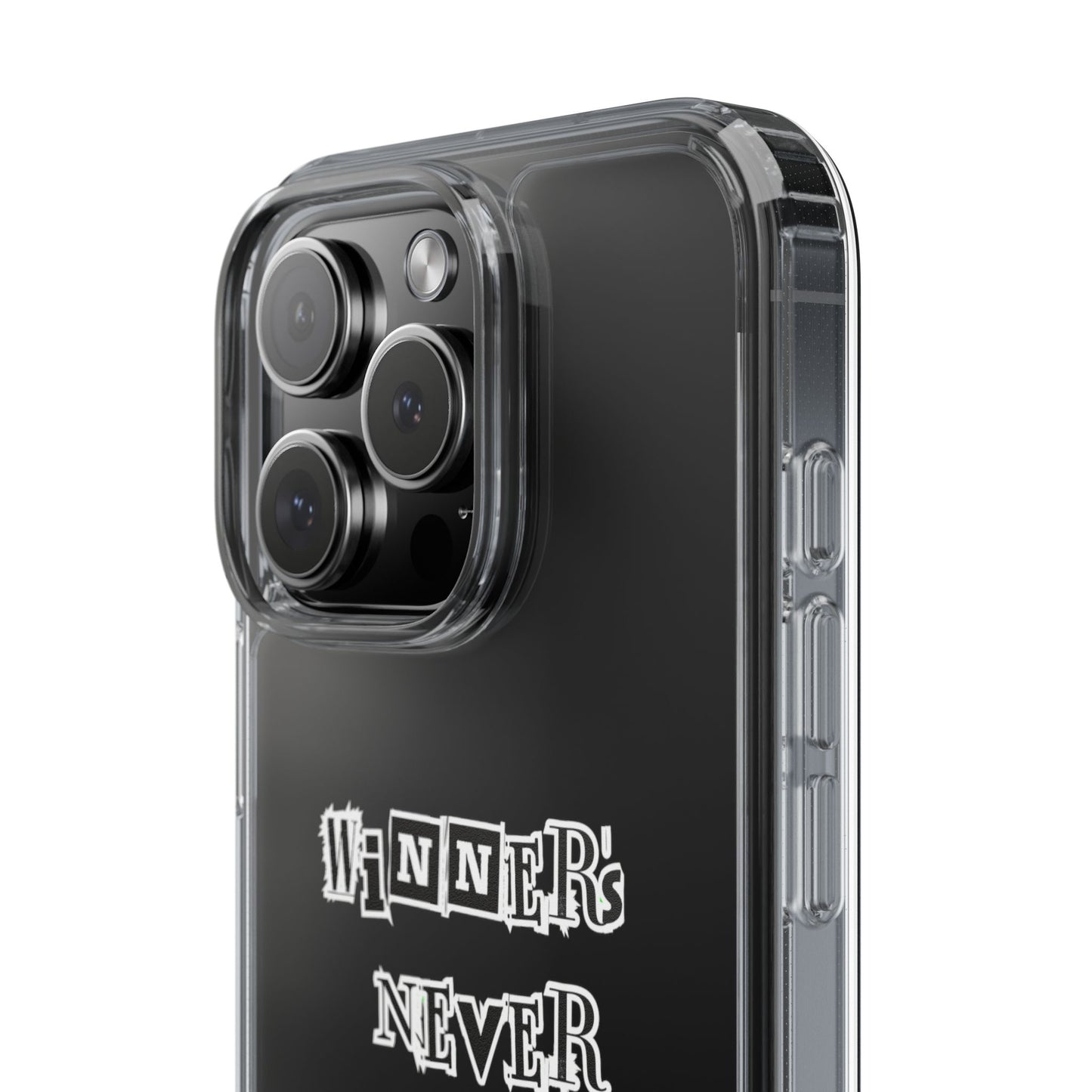 Clear Phone Case – “Winners Never Quit” Edition 💪✨