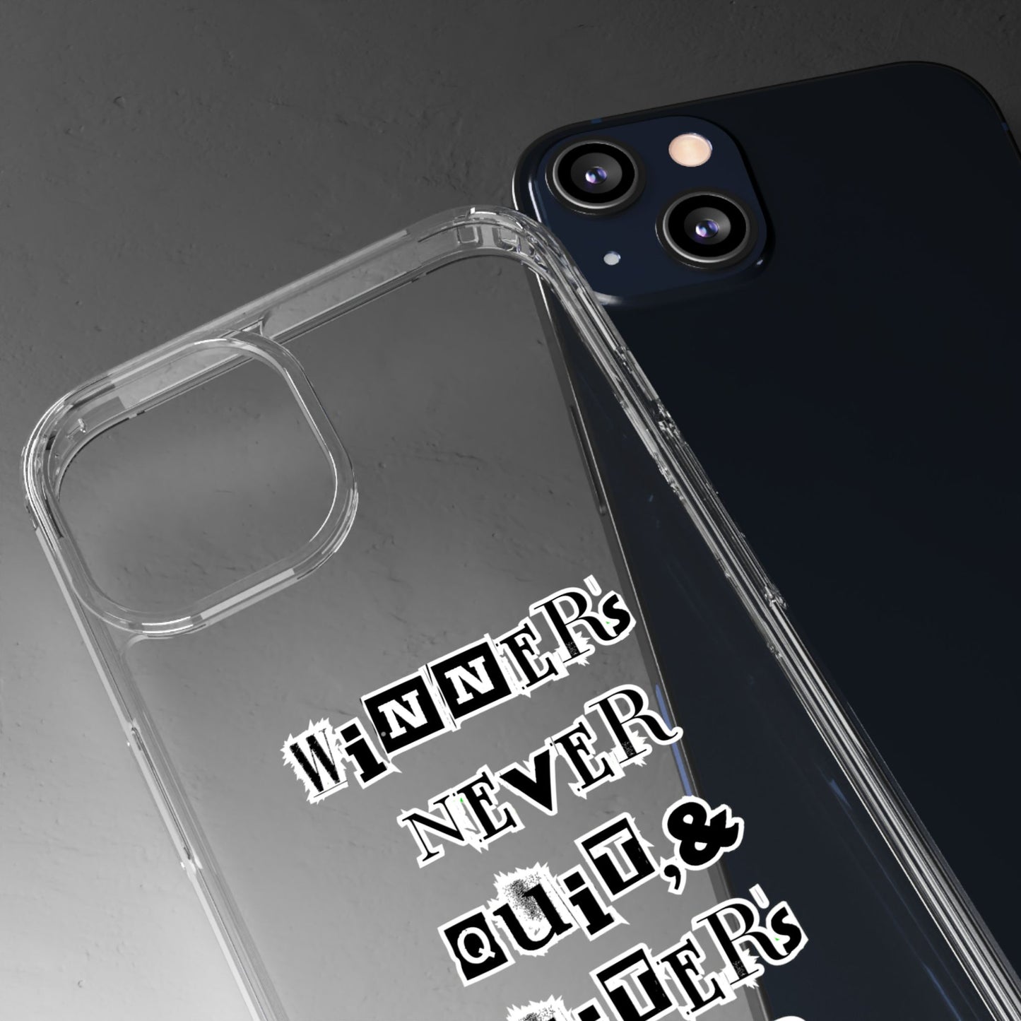 Clear Phone Case – “Winners Never Quit” Edition 💪✨