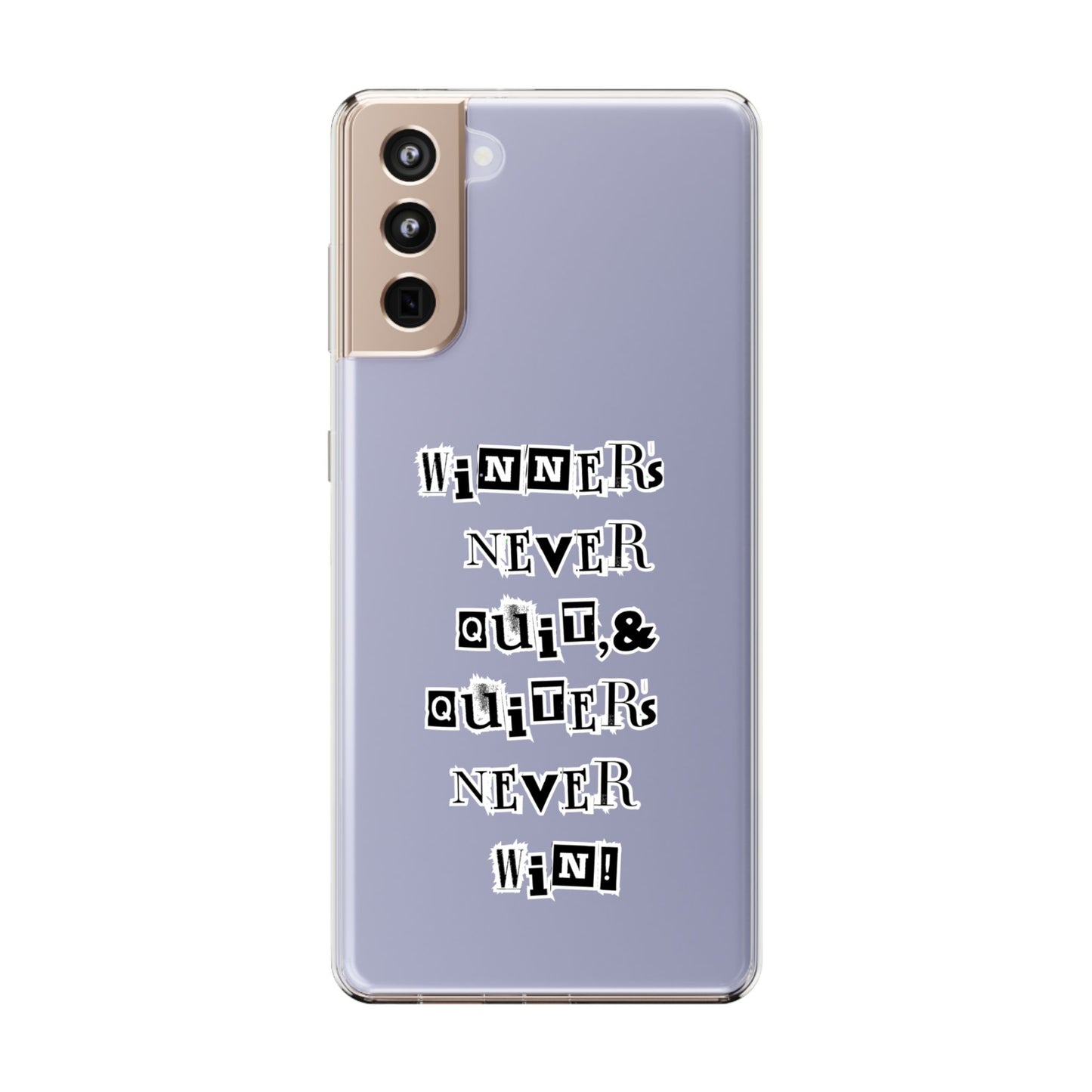 Clear Phone Case – “Winners Never Quit” Edition 💪✨