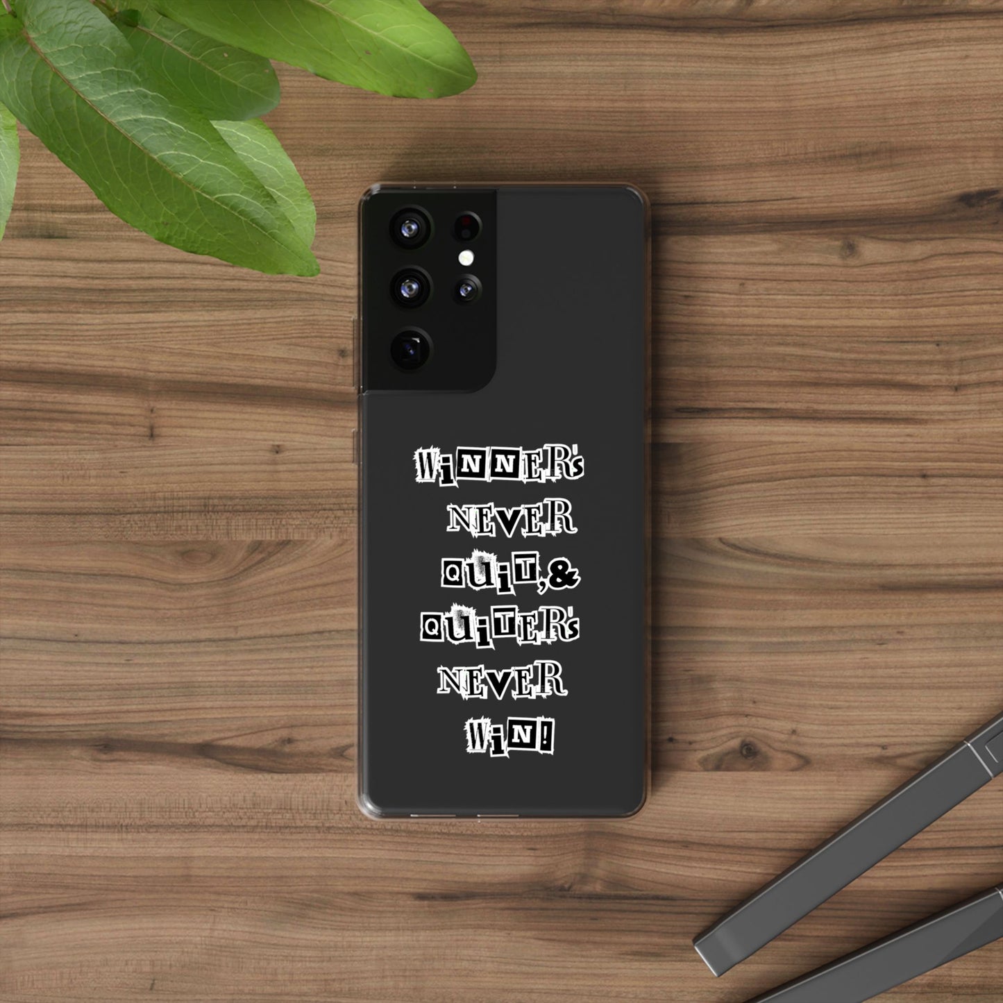 Clear Phone Case – “Winners Never Quit” Edition 💪✨