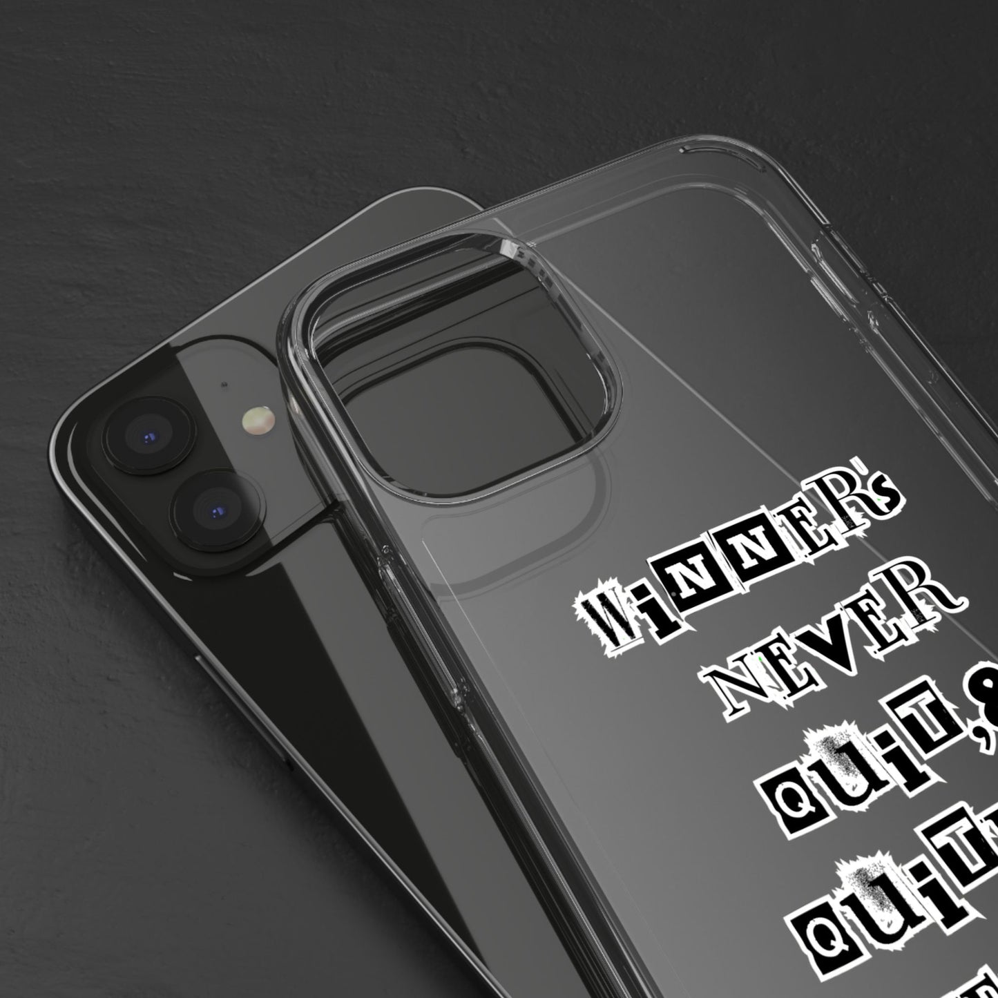 Clear Phone Case – “Winners Never Quit” Edition 💪✨