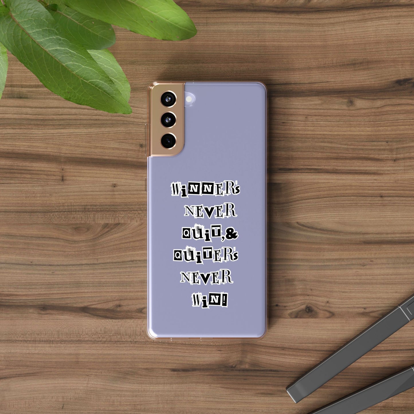 Clear Phone Case – “Winners Never Quit” Edition 💪✨