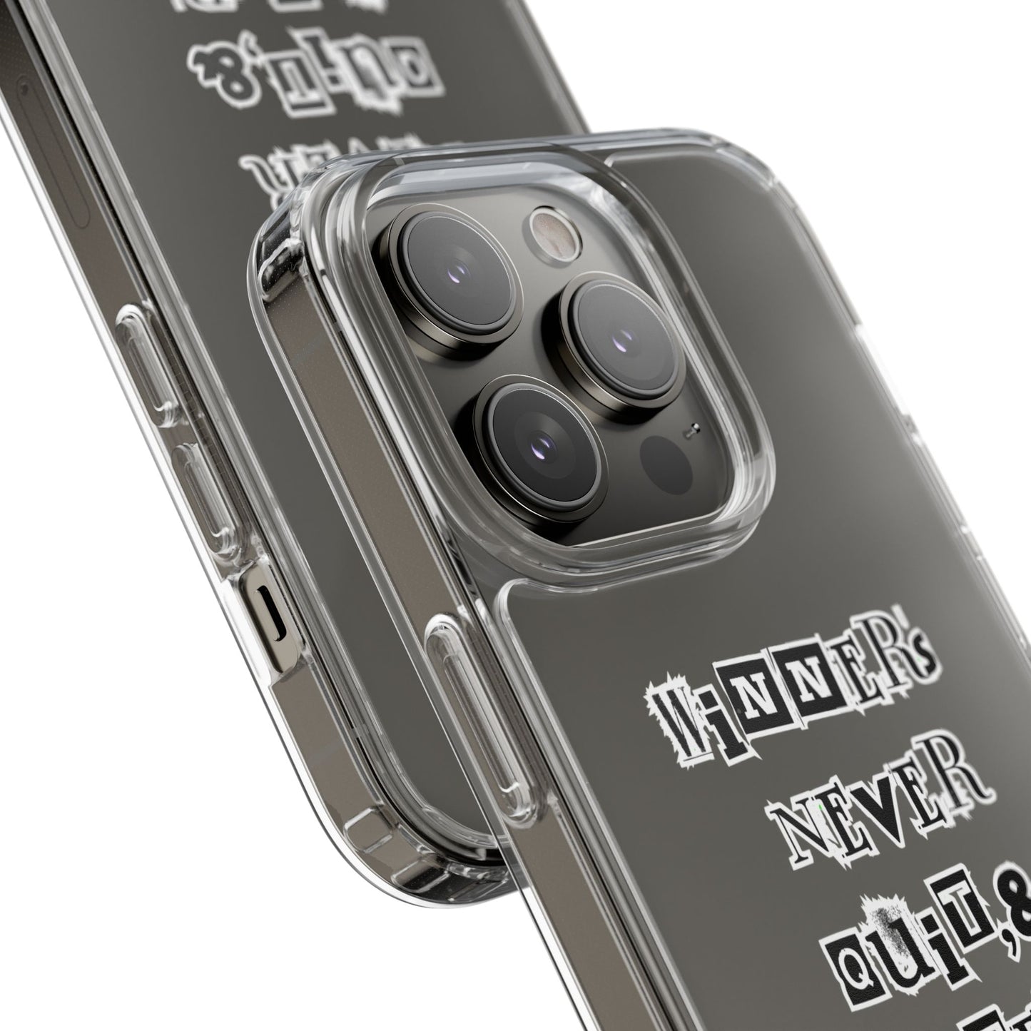 Clear Phone Case – “Winners Never Quit” Edition 💪✨