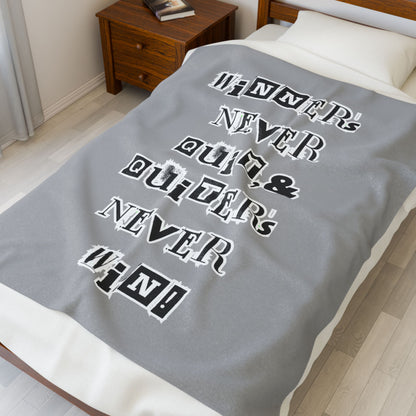 Winners Never Quit Velveteen Plush Blanket 💯🔥