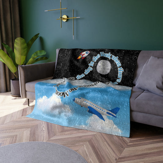 Footprints on the Moon Crushed Velvet Blanket 🚀✨
