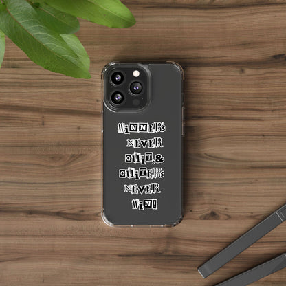 Clear Phone Case – “Winners Never Quit” Edition 💪✨