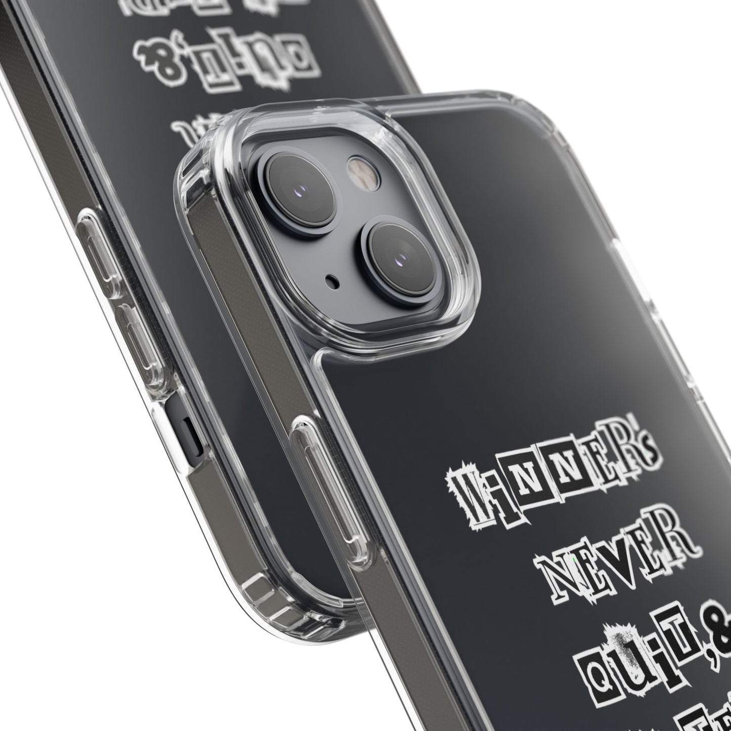 Clear Phone Case – “Winners Never Quit” Edition 💪✨