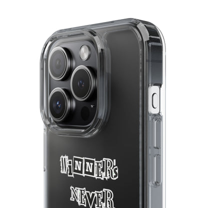 Clear Phone Case – “Winners Never Quit” Edition 💪✨