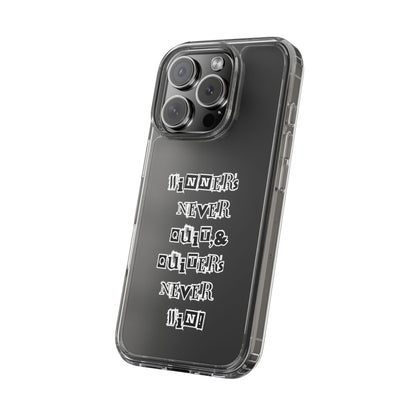 Clear Phone Case – “Winners Never Quit” Edition 💪✨
