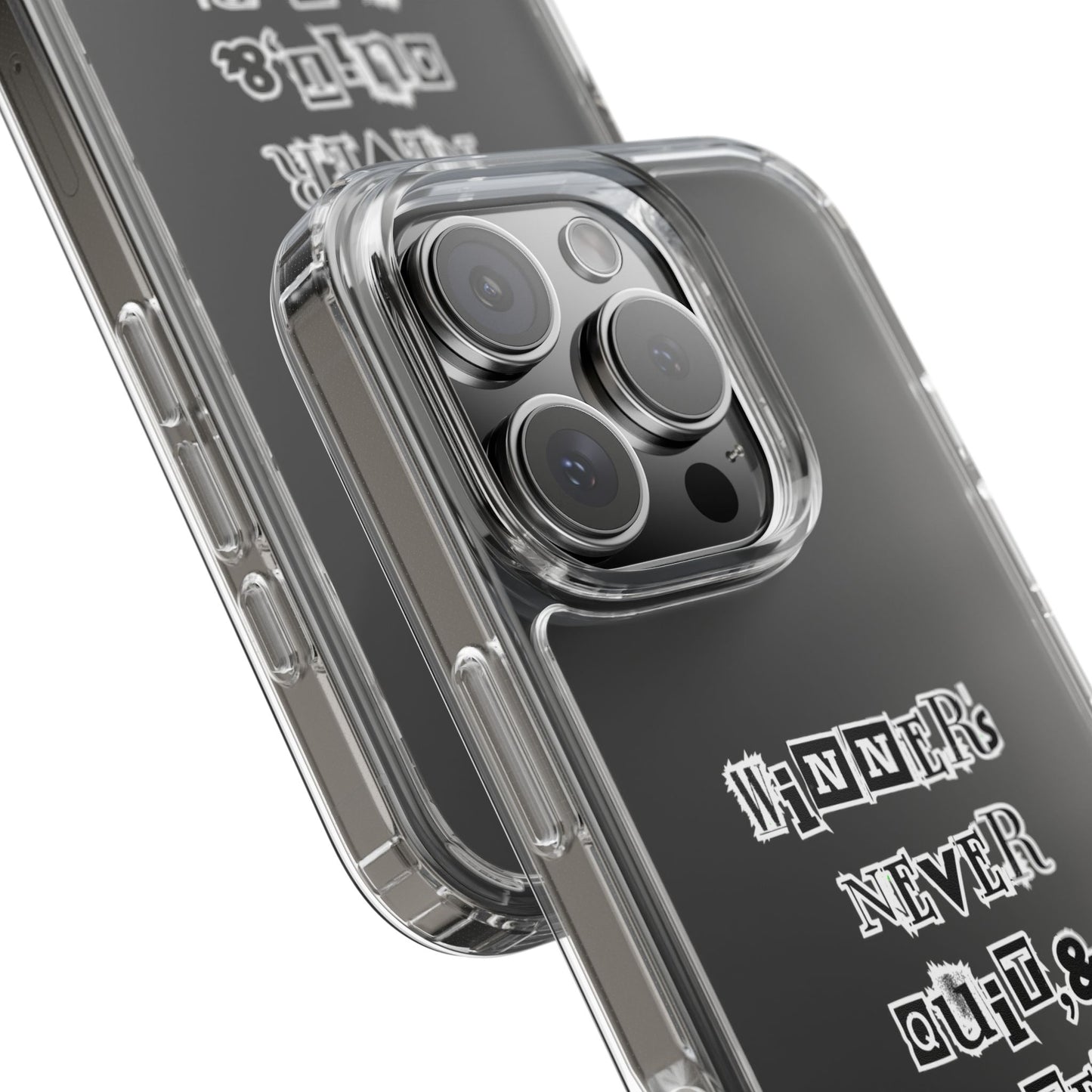 Clear Phone Case – “Winners Never Quit” Edition 💪✨