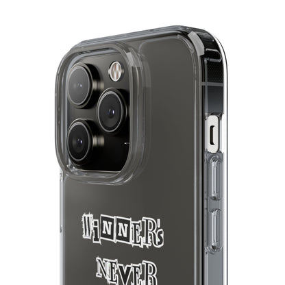 Clear Phone Case – “Winners Never Quit” Edition 💪✨