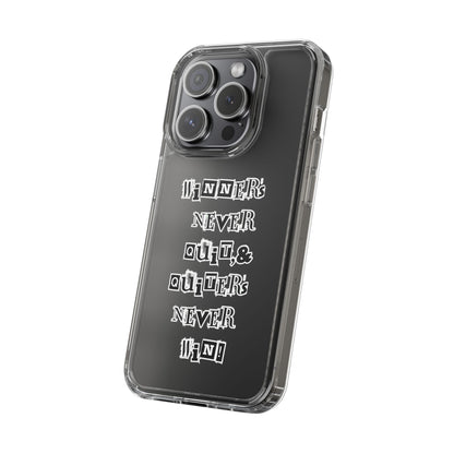 Clear Phone Case – “Winners Never Quit” Edition 💪✨