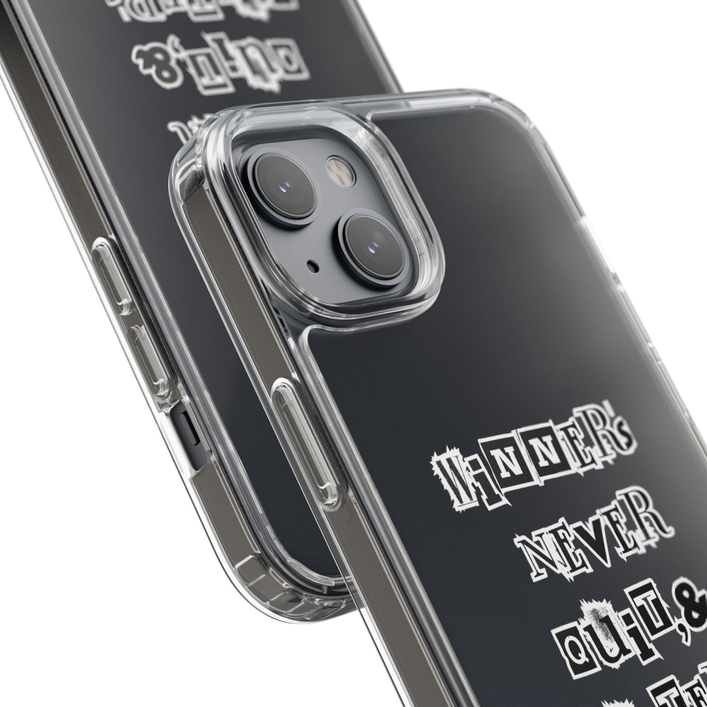 Clear Phone Case – “Winners Never Quit” Edition 💪✨