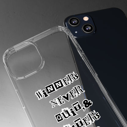 Clear Phone Case – “Winners Never Quit” Edition 💪✨