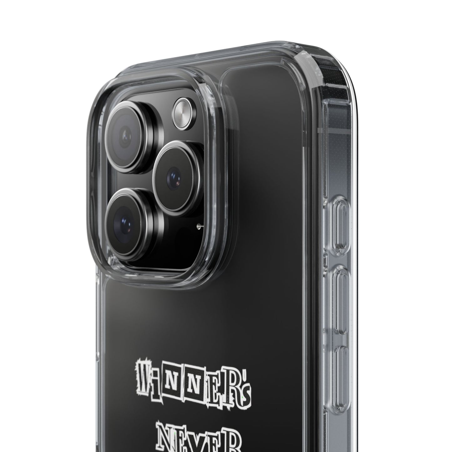 Clear Phone Case – “Winners Never Quit” Edition 💪✨
