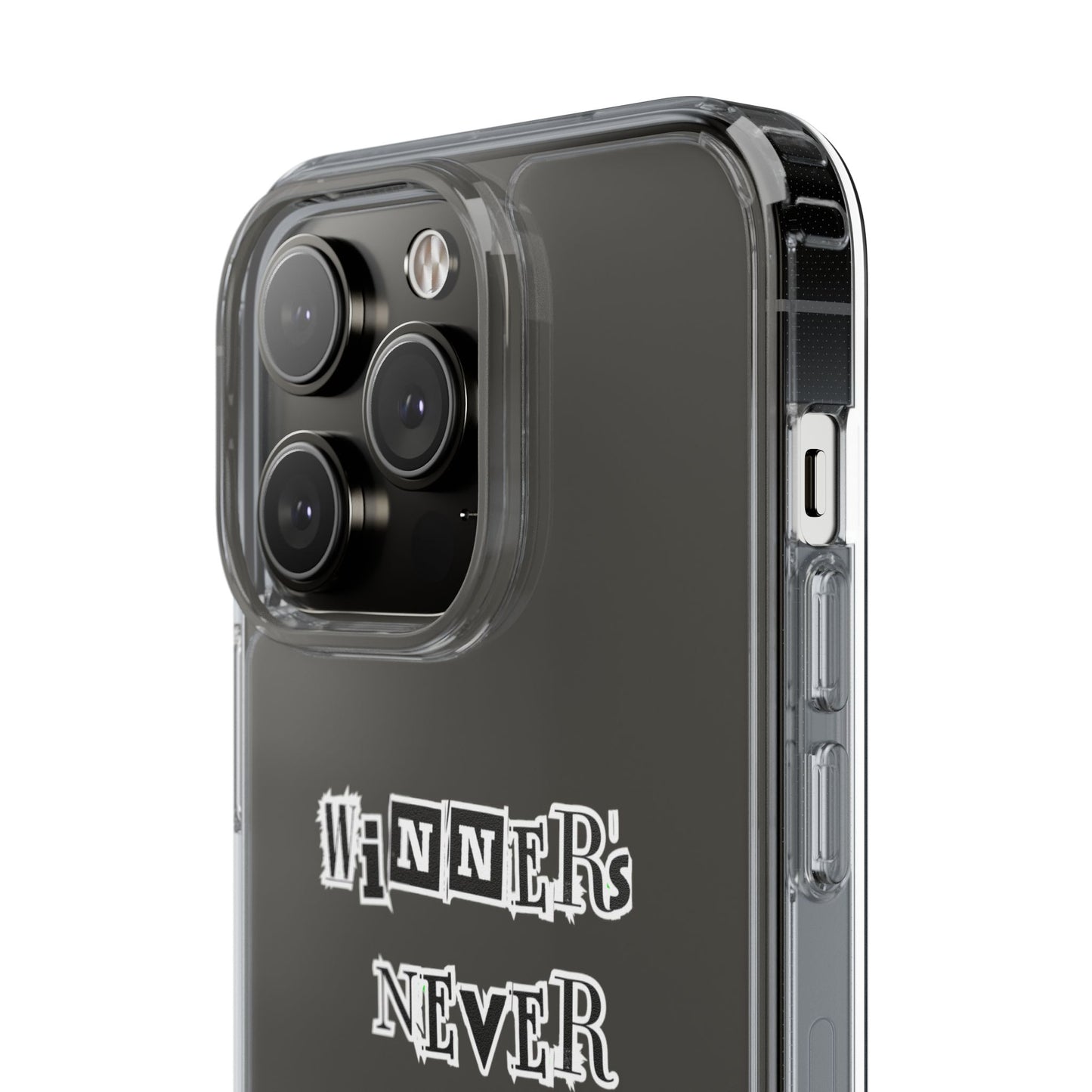 Clear Phone Case – “Winners Never Quit” Edition 💪✨
