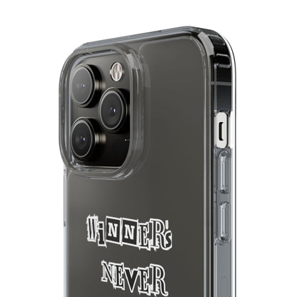 Clear Phone Case – “Winners Never Quit” Edition 💪✨