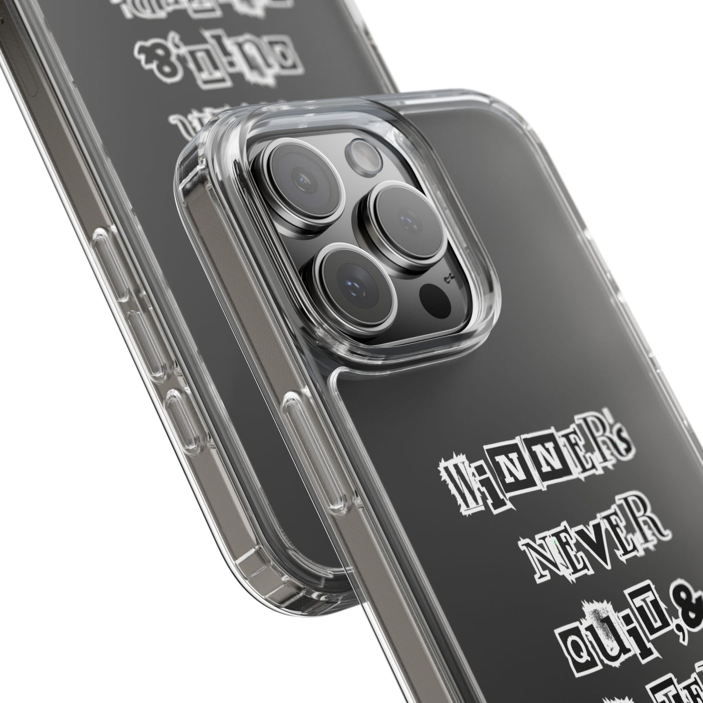 Clear Phone Case – “Winners Never Quit” Edition 💪✨