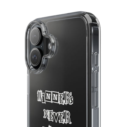 Clear Phone Case – “Winners Never Quit” Edition 💪✨