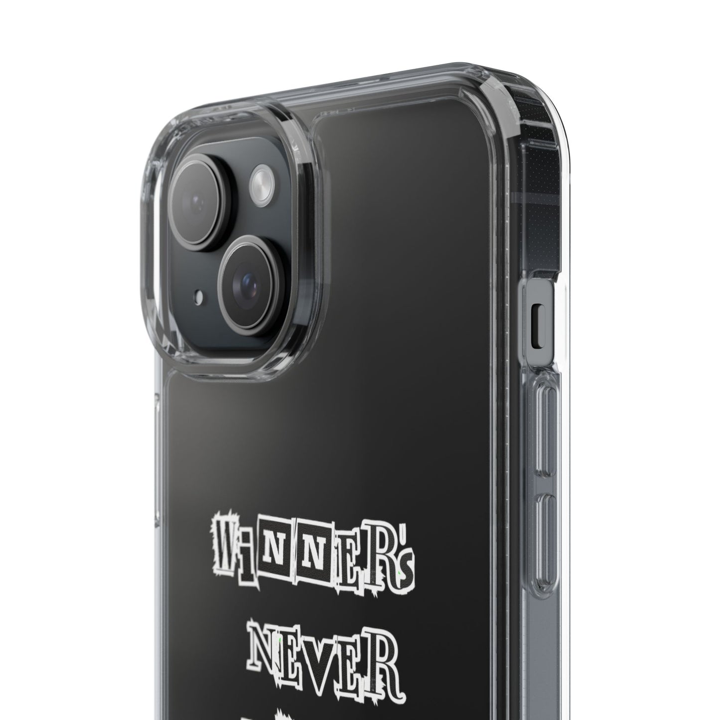 Clear Phone Case – “Winners Never Quit” Edition 💪✨