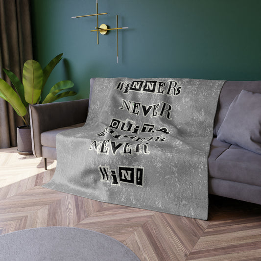 Winners Never Quit Crushed Velvet Blanket 💪🔥